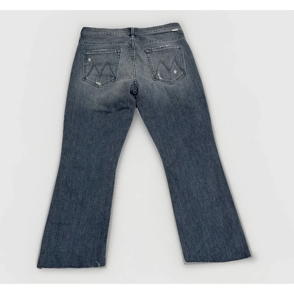 MOTHER The Insider Crop Step Fray Jeans Ace Of Spades Raw Hem Distressed Size 30